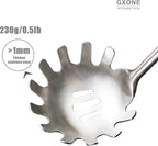 Spaghetti Spoon,304 Stainless Steel Pasta Spoon with Heat Resistant Wooden Handle,Silver/14.2Inch