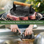 Cast Iron Smash Burger Press (2PCS),Grill Bacon Meat Press Tool,Perfect for Blackstone, Camp Chef, Weber Grills & Indoor Griddles – BBQ & Cookout Must-Have (Round & Rectangle (Flat Bottom)