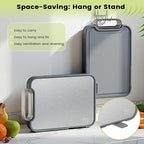 Titanium Cutting Board for Kitchen, Cutting Boards Non Toxic Double Sided Metal Pure Titanium and Wheat Straw PP Chopping Board Food Grade Easy to Clean Large Size 16"*10"*0.9"(Grey)