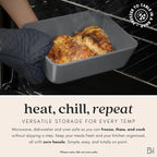 Ceramic Coated Glass Food Storage Container | No PTFE, PFOA, PFAS, and BPA | Reusable Non Toxic Meal Prep Container with Glass Lid | Easy To Store | 3 Cup Rectangle [Smoke]