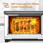 Nuwave Bravo XL Air Fryer Toaster Smart Oven, 12-in-1 Countertop Grill/Griddle Combo, 30-Qt XL Capacity, 50F-500F adjustable in precise 5F increments, Integrated Smart Thermometer, Linear T Technology