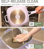 10.5 Inch(3.8QT) Ceramic Pan with Lid,Non Stick Frying Pans Cast Aluminum Deep Sauté Pans,Ti-Ceramic Non Toxic Pix Pan with Wooden Spatula and Scrubber-Mint Haze