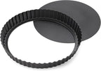 Tart Pan Removable Bottom - 9 Inch Non-Stick Carbon Steel Pie Pan for Baking Tarts, Pies, Quiches, Brownies, Quiche Baking Dish with Fluted Edges, Fruit Tart Mold