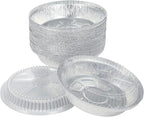 7 Inch Round Aluminum Pans with Lids (60 Pack) Disposable Foil Pan with Clear Dome Top, Aluminum Tin for Roasting Baking Cooking