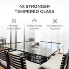 Fab Glass and Mirror Tempered Glass Table Top Custom Cut Rectangle 1/4" Thick Clear Furniture Protector with Flat Polish Edge Eased Corners for Coffee Dining Tables Desks