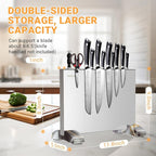 Magnetic Knife Block Without Knives, Stainless Steel Magnetic Knife Holder Stand with Strong Knife Magnet, Double-Sided Knife Magnetic Strip Knifes Storage Organizer for Kitchen Counter Top