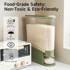 Rice Dispenser 22Lbs, Slim Rice Storage Container for Small Space, BPA-Free Clear Dry Food Dispenser Sealed Moisture Proof, Grain&Cereal Storage Bucket for Kitchen Pantry Household,Green
