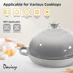 Davivy 5.5QT Enameled Cast Iron Dutch Oven, 10" Round Bread Dutch Oven, Sourdough Bread Baking Pan, Enameled Cast Iron Bread Oven, with Silicone Oven Mitts - Light Grey