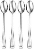 Oneida Silverware Set, Moda Fine Flatware 4-Piece Iced Teaspoon Set, Service for 4, Dishwasher Safe, 18/10 Stainless Steel, Mirror Finish, Home and Kitchen Utensils, Long Spoons (Silver, 4 Piece)
