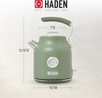 Haden Dorset 1.7 Liter Stainless Steel Electric Kettle, Hot Water Kettle with 360-Degree Base and Auto Shutoff, Cedar Green & Chrome