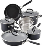 KitchenAid Hard Anodized Nonstick Cookware/Pots and Pans Set, 10 Piece - Matte Black