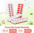 DOQAUS Ice Cube Trays 4 Pack, 56 pcs Silicone Ice Cubes Tray Maker with Spill-Resistant Removable Lid, Easy Release & Pop out, LFGB and BPA Free, Stackable Flexible, for Baby Food, Cocktail, Coffee