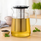 Aquach Glass Teapot with Removable Infuser - 74oz Borosilicate Tea Pot for Stovetop & Cold Brew, Stainless Steel Filter for Loose Leaf/Iced Tea