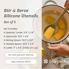 Starpack 'Stir & Serve' Silicone Cooking Utensils Set (5 Pcs) 10.5" - Kitchen Utensils Set Heat Resistant to 600°F - Kitchen Utensils for Nonstick Cookware - Silicone Utensil Set for Mixing & Cooking