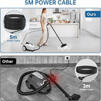 Steam Cleaner, Powerful Heavy Duty Canister Steamer with 34 Accessories, Steam Mop with 16.4 Ft Extra-Long Power Cord for Home Floor Cleaning, Grout, Upholstery, Car Detailing, White