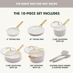 GreenPan Nonstick Reserve Pro 10 Piece Cookware Set, NSF Certified Ceramic, Hard Anodized PFAS-Free Pots & Pans Set with Lids, Stainless Steel Handles, Oven & Dishwasher Safe, Oyster Gray