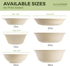 [500 Count]Harvest Pack 16oz PFAS FREE Round Paper Bowls Bulk, Compostable Heavy-Duty Eco-Friendly Disposable Bagasse Acai Bowls, Sugarcane Natural plant fibers for Meal Prep Takeout Dinnerware