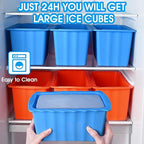 Haldane 6PCLarge Ice Cube Molds 38LB Ice Bath Water Chiller Giant Ice Block Molds Silicone Ice Block Maker For Home, Thicker Big Ice Cube Tray Reusable Athletes Cold Plunge Accessories,Blue+Orange