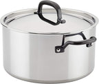 KitchenAid 5-Ply Clad Polished Stainless Steel Cookware Pots and Pans Set, 10 Piece
