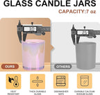 Thick Candle Jars for Making Candles 16 Pcs, 7 OZ Empty Jars with Wood Lids for Candle Making, Sample Container, Glitter Pink