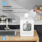 AIRMSEN Portable Countertop Dishwasher with 5L Water Tank, Mini Dishwasher with 14.6” Narrow & 20.1“ Deep Design, 9 Programs, 24H Delay Start & 360° Dual Spray, No Hookup Needed, C01, White