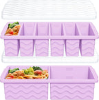 2-Pack Silicone Freezer Trays with Lid, 2 Large 2-Cup(500ml) & 6 Small 1/2-Cup(125ml) Soup Freezer Container Molds, Ice Cube Tray For Meal Prep & Freezing Soup, Stews, Sauces, Oven & Dishwasher-Safe