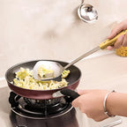FJNATINH Cooking Utensils Set with Wood Handle, 9 Pieces Wok Utensils Tools - Wok Accessories Cookware Set