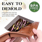 4 Pcs Chocolate Bar Mold Deep Dubai 0.85 Inch Stuffed Chocolate Molds Silicone Large Break Apart Silicone Molds (10 Snap + Pyramid)