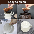 Segarty Pour Over Coffee Maker Set - Single Cup White Ceramic Coffee Dripper With 200 Pcs Size #2 Cone Filters, Slow Drip Manual Brewer for Home, Office, Travel, Camping