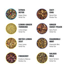 Tiesta Tea - Wellness Tea Sampler Dry Flight Set, Loose Leaf, High to No Caffeine, Makes Hot & Iced, Assorted Brew Sets with Herbal, Chai, Fruit Drinks & More, 8 Resealable Sample Pouches