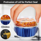 EUSOAR Disposable Ramekins with Lids, Royal Blue 50pcs 5oz Creme Brulee Ramekins Disposable, Muffin Liners Cups，Mini Cheesecake Foil Pans Dessert Containers with Lids for Party Favor Birthday