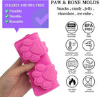 Puppy Dog Paw Silicone Molds,Non-Stick Food Grade Silicone Molds for Chocolate, Candy, Jelly, Ice Cube, Dog Treats Baking Mould(Set of 4PCS) (Blue Pink Purplish Red)