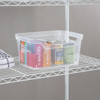 Sterilite 7 x 11 x 14.25 Inch Polished Open Scoop Front Storage Bin with Comfortable Carry Through Handles for Household Organization, Clear (12 Pack)