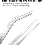 Longjet Kitchen Tweezers Metal Tongs for Cooking - Reptile Feeding Tongs for Gecko, Bearded Dragon, Snake - Long Forceps for Aquarium Plant