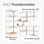 HOMEDANT House 5 Tier 24.4" W Laminated Metal Shelving Unit Adjustable Storage Utility Rack Heavy Duty Shelves Organization Multipurpose Shelf Kitchen Garage Pantry Closet 3 Pack