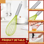 12 Sets 12 Inch Christmas Whisks Gifts DIY Fillable Christmas Tree Ornaments Xmas Colored Silicone Whisks for Cooking Heat Resistant Egg Beaters with Card Rope Bag for Candy Holder
