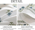 ISAENNE Designer White Linen Table Cloth for Rectangle Table,Chinoiserie Floral Elegant Indoor Tablecloth,Fall Stain Proof Decor Tablecloths for Dining Thanksgiving Kitchen,55"*79"-Mosella F