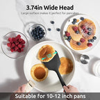 600ºF Heat Resistant Silicone Turner: U-Taste 13.6in Solid Kitchen Spatula Flipper, Food Grade Flexible & Thin Rubber Seamless Cooking Utensil for Flipping Egg, Pancake in Nonstick Cookware (Black)