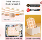 Silicone Muffin Pans for Baking 2 Pack, 2.6 Inch with Metal Reinforced Frame, Regular Size Nonstick Cupcake Pan 12 Cups for Baking Homemade Muffins, Dishwasher Safe BPA Free-Light Yellow