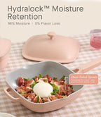 10.5 Inch(3.8QT) Ceramic Pan with Lid,Non Stick Frying Pans Cast Aluminum Deep Sauté Pans,Ti-Ceramic Non Toxic Pix Pan with Wooden Spatula and Scrubber-Desert Clay
