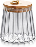 FANTESTICRYAN Glass Coffee Nuts Canister Airtight Storage Jar Petal Decorative Container with Bamboo Lid Metal Handle Easy to Grasp 700ml, 23 FL OZ