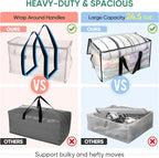 BALEINE 4-Pack Oversized Moving Bags with Reinforced Handles, Heavy-Duty Storage Tote for Clothes, Moving Supplies (Clear, 4-Pack)