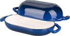 Enameled Cast Iron Sourdough Bread Oven, Dutch Oven, Loaf Cast Iron Bread Pan for Homemade Bread Baking, Meatloaf Pan with Lid, 5QT, Blue