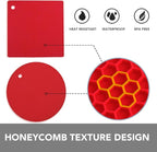 Joyhalo Trivets for Hot Dishes - Hot Pads for Kitchen, Silicone Pot Holders for Hot Pots and Pans, Silicone Mats for Kitchen Countertops, Table, Flexible Easy to Wash and Dry, Red