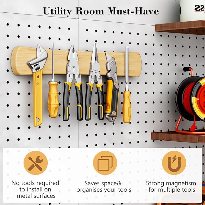 Magnetic Knife Holder for Wall, 16 Inch Bamboo Knife Strip with Strong Magnetism, Kitchen Accessories Organizer, Housewarming Gifts for New Home, Storage Space Saver for Apartment/Rv/Farmhouse