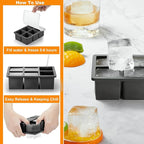 Nax Caki Large Ice Cube Molds Tray with Lid, Stackable Big Silicone Square Ice Cube Mold for Whiskey Cocktails Bourbon Soups Frozen Treats, Whiskey Gifts for Men from Daughter Wife Son Kids