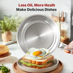 SUNHOUSE 11 Inch Tri-Ply Stainless Steel Frying Pan, Whole-Clad No Coatings Skillet with Stay-cool Handle for Cooking, Durable & Oven Safe to 500°F, Dishwasher Safe, Compatible with All Cooktops