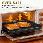Toaster Oven Pans Set of 2, Shinsin 11-Inch Nonstick Baking Sheet Pans and Trays, 1/8 Thicker Replacement Small Baking Tray Accessories for Cookie, Non Toxic and Easy Clean and Diswasher Safe,Black