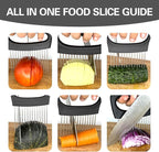 Extra-Large Onion Holder for Slicing, Onion Cutter Vegetable Chopper, Extra-Large Tomato Slicer with 16 Long Needles, Stainless Steel Tomato Potato Slicer, Meat and Food Slicing