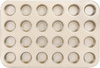 Beasea Mini Muffin Pan 24 Cups Nonstick, 1 Pack 24 Mini Small Cup Non Stick Muffin Baking Pan Tin Tray Carbon Steel Bakeware Individual Cupcake Baking Pan - Gold